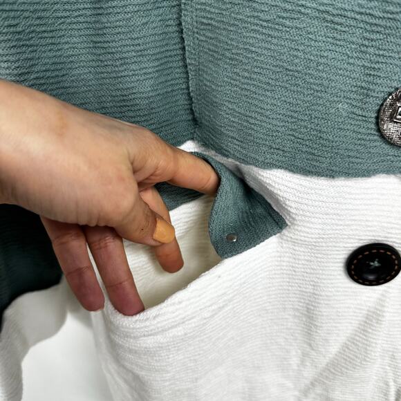 NWT Neon Buddha Green White Long Sleeve Button Down Cardigan Womens Small - Picture 5 of 7